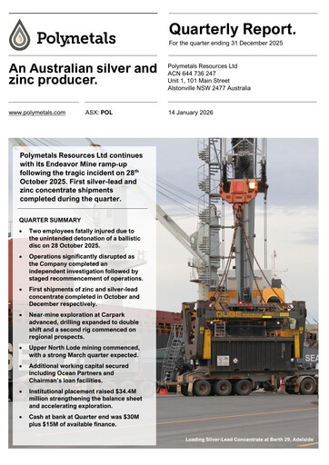 Miniature Polymetals Resources Rapport trimestriel 2025-q4