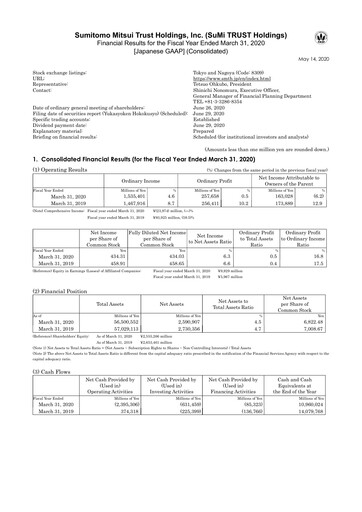 Thumbnail Sumitomo Mitsui Trust Holdings Financial Statement fy2019