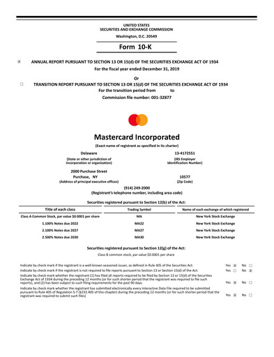 Thumbnail Mastercard Annual Report 2019