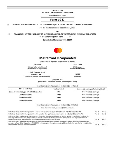 Thumbnail Mastercard Annual Report 2021