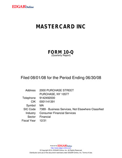 Miniature Mastercard Rapport trimestriel 2008-q2