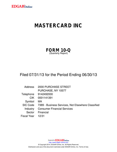 Miniature Mastercard Rapport trimestriel 2013-q2