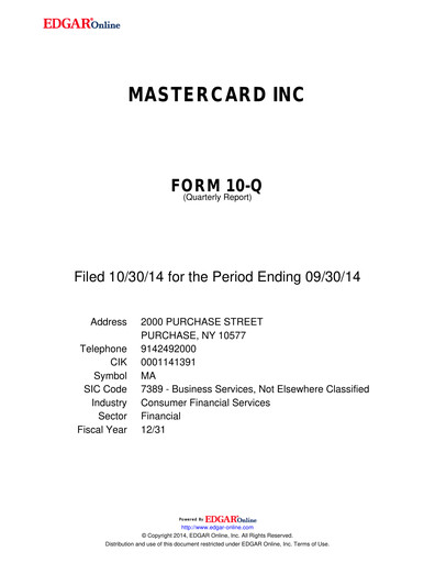 Miniature Mastercard Rapport trimestriel 2014-q3
