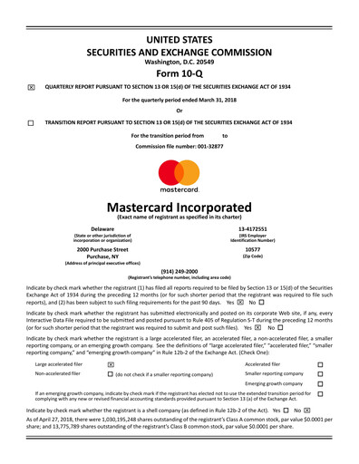 Miniature Mastercard Rapport trimestriel 2018-q1