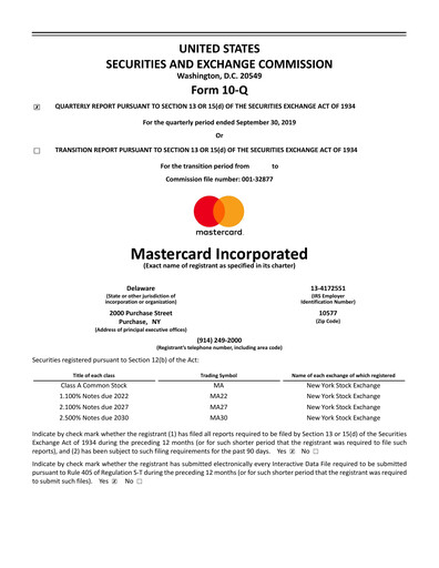 Miniature Mastercard Rapport trimestriel 2019-q3