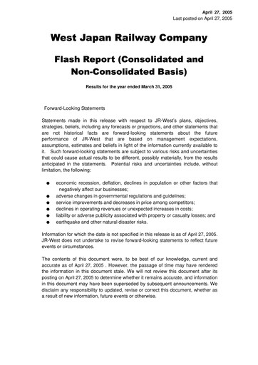 Thumbnail West Japan Railway Financial Statement fy2005