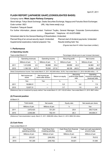 Thumbnail West Japan Railway Financial Statement fy2011