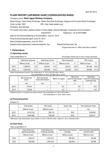 Thumbnail West Japan Railway Financial Statement fy2013