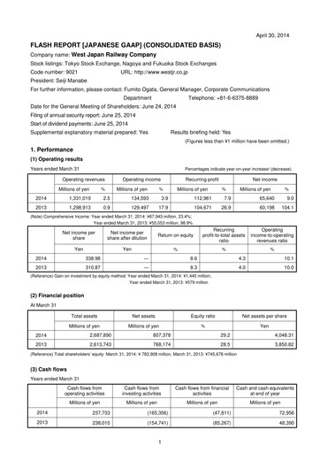 Thumbnail West Japan Railway Financial Statement fy2014