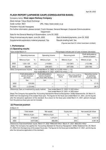Thumbnail West Japan Railway Financial Statement fy2022