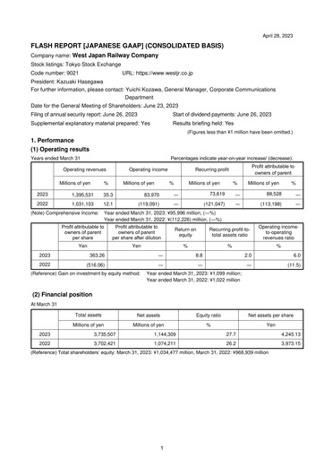 Thumbnail West Japan Railway Financial Statement fy2023