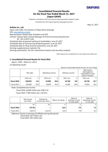 Thumbnail Daifuku Financial Statement fy2016