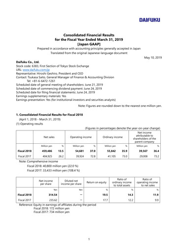 Thumbnail Daifuku Financial Statement fy2018