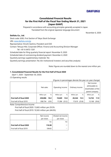 Thumbnail Daifuku Half-year Report fy2020-h1