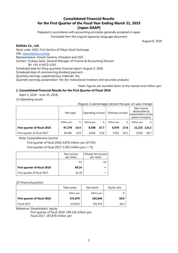 Thumbnail Daifuku Quarterly Report fy2018-q1