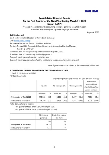 Thumbnail Daifuku Quarterly Report fy2020-q1