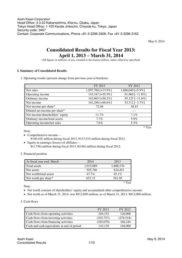 Thumbnail Asahi Kasei
 Financial Statement fy2013