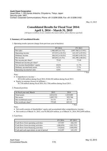 Thumbnail Asahi Kasei
 Financial Statement fy2014