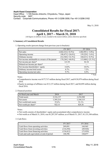 Thumbnail Asahi Kasei
 Financial Statement fy2017