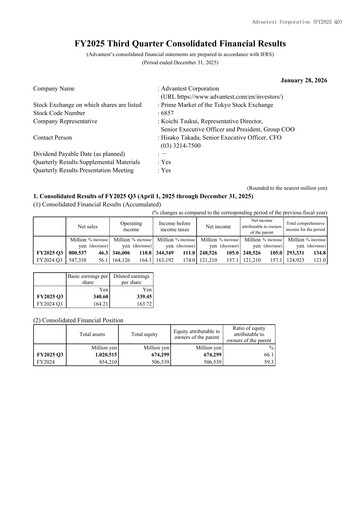Thumbnail Advantest
 Financial Statement 2025-9m