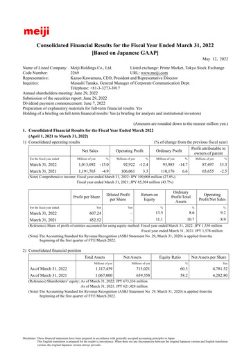 Thumbnail Meiji Holdings Financial Report 2022