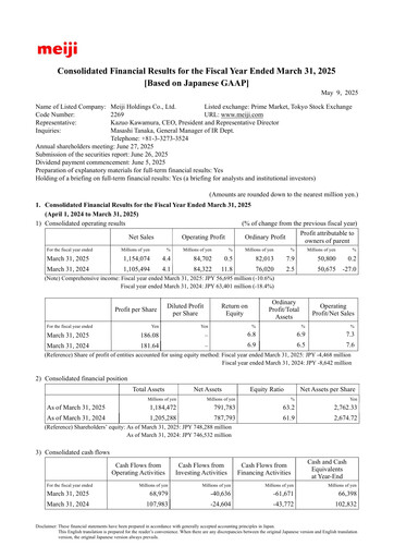 Thumbnail Meiji Holdings Financial Report 2025