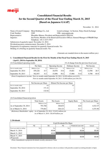 Thumbnail Meiji Holdings Financial Statement 2015-q2
