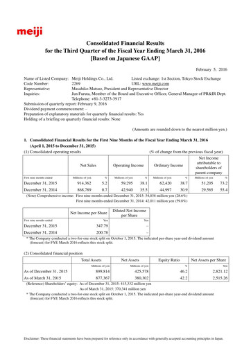 Thumbnail Meiji Holdings Financial Statement 2016-q3