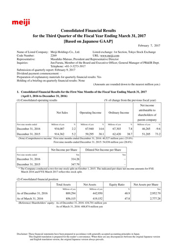 Thumbnail Meiji Holdings Financial Statement 2017-q3