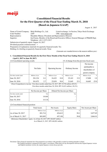 Thumbnail Meiji Holdings Financial Statement 2018-q1