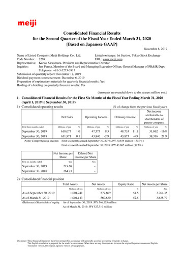 Thumbnail Meiji Holdings Financial Statement 2020-q2