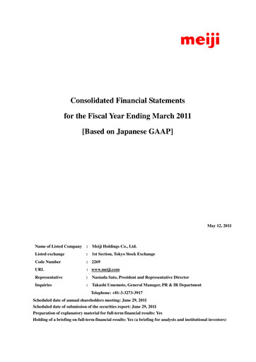 Miniature Meiji Holdings Bilan financier fy2011
