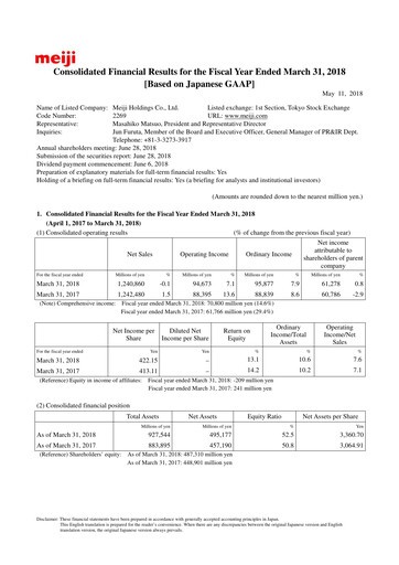 Miniature Meiji Holdings Bilan financier fy2018