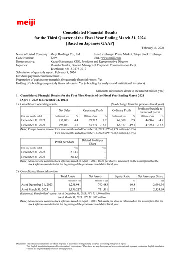 Thumbnail Meiji Holdings Quarterly Report 2024-q3