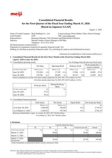 Thumbnail Meiji Holdings Quarterly Report 2026-q1