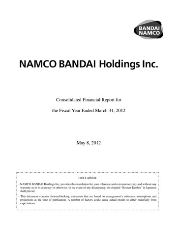 Miniature Bandai Namco Rapport financier fy2012