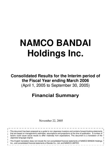 Miniature Bandai Namco Rapport semestriel fy2006-h1