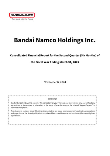 Miniature Bandai Namco Rapport semestriel fy2025-h1