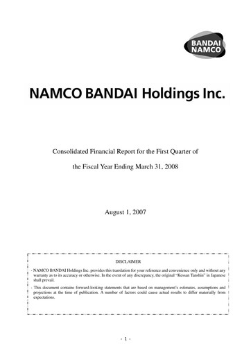 Miniature Bandai Namco Rapport trimestriel fy2008-q1