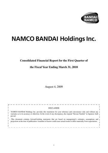 Miniature Bandai Namco Rapport trimestriel fy2010-q1