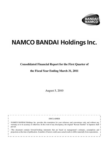 Miniature Bandai Namco Rapport trimestriel fy2011-q1