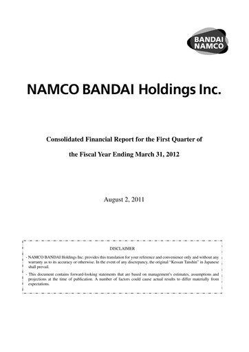 Miniature Bandai Namco Rapport trimestriel fy2012-q1