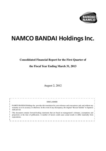 Miniature Bandai Namco Rapport trimestriel fy2013-q1