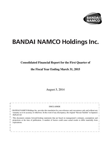 Miniature Bandai Namco Rapport trimestriel fy2015-q1