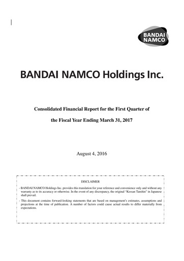 Miniature Bandai Namco Rapport trimestriel fy2017-q1