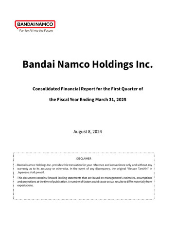 Miniature Bandai Namco Rapport trimestriel fy2025-q1