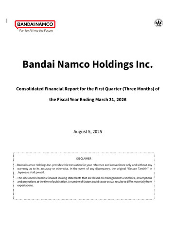 Miniature Bandai Namco Rapport trimestriel fy2026-q1