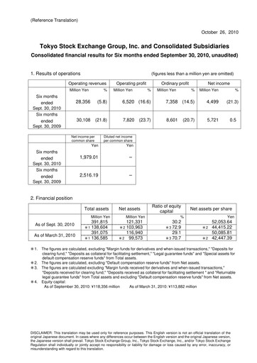 Vorschaubild Japan Exchange Group
 Halbjahresbericht 2010-h1