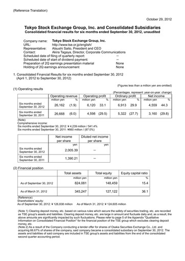 Vorschaubild Japan Exchange Group
 Halbjahresbericht 2012-h1
