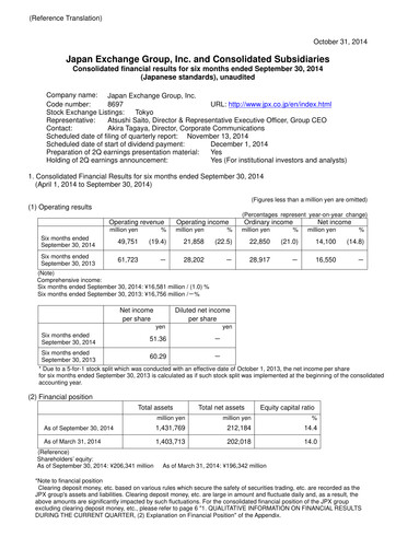 Thumbnail Japan Exchange Group
 Half-year Report fy2014-h1